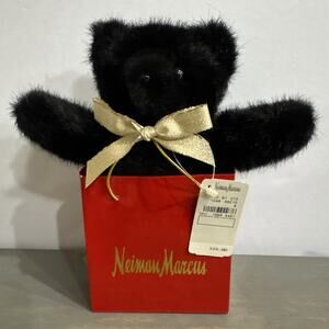 Rare Neiman Marcus Eden Toys Plush Black Bear In Shoppers Bag NWT VTG Holiday